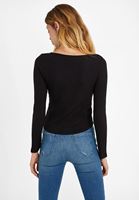 Bayan Siyah V Yaka Büzgü Detaylı Bluz