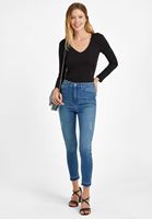 Bayan Siyah V Yaka Büzgü Detaylı Bluz