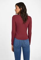 Bayan Bordo V Yaka Büzgü Detaylı Bluz