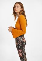 Bayan Turuncu V Yaka Flare Kollu Tişört