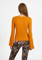 Bayan Turuncu V Yaka Flare Kollu Tişört