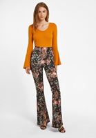 Bayan Turuncu V Yaka Flare Kollu Tişört