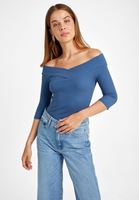Bayan Lacivert Omuzları Açık Bluz