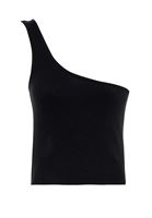 Bayan Siyah Tek Omuz Crop Top