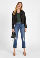 Bayan Yeşil Kayık Yaka Kısa Kollu Tişört