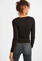 Bayan Siyah Yaka Detaylı Bluz