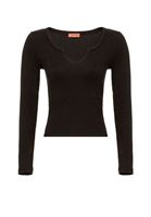 Bayan Siyah Yaka Detaylı Bluz