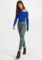 Bayan Lacivert Kesik Detaylı Triko Kazak