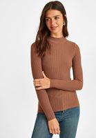 Bayan Kahverengi Sırt Dekolteli Kazak