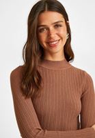 Bayan Kahverengi Sırt Dekolteli Kazak