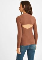 Bayan Kahverengi Sırt Dekolteli Kazak