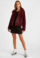 Bayan Bordo Kısa Kürk Ceket