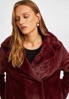 Bayan Bordo Kısa Kürk Ceket