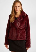 Bayan Bordo Kısa Kürk Ceket