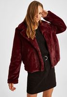 Bayan Bordo Kısa Kürk Ceket