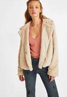 Bayan Krem Kısa Kürk Ceket