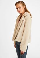 Bayan Krem Kısa Kürk Ceket