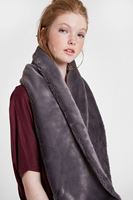 Bayan Gri Yumuşak Dokulu Kürk Şal