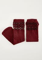 Bayan Bordo Pamuklu File Çorap