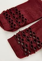 Bayan Bordo Pamuklu File Çorap