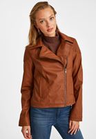 Bayan Kahverengi Biker Deri Ceket