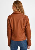 Bayan Kahverengi Biker Deri Ceket