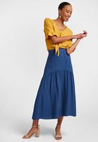 Women Navy Midi Skirt