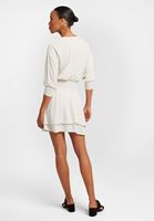 Bayan Bej Beli Büzgülü Mini Elbise