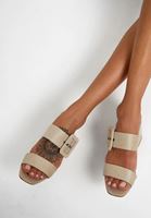 Bayan Ekru Toka Detaylı Topuklu Terlik