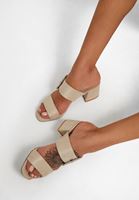 Bayan Ekru Toka Detaylı Topuklu Terlik