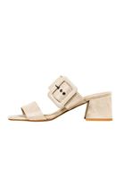 Bayan Ekru Toka Detaylı Topuklu Terlik