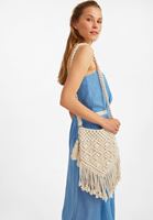 Bayan Krem El Örmesi Makrome Çanta