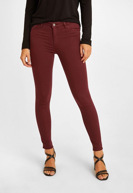 Orta Bel Skinny Pantolon ve Kesik Detaylı Bluz Kombini