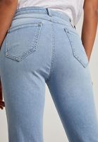 Bayan Mavi Yüksek Bel Crop Straight Pantolon