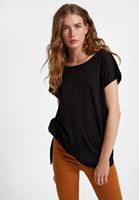 Bayan Siyah Bağlama Detaylı Bot Yaka Tişört