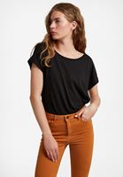 Bayan Siyah Bağlama Detaylı Bot Yaka Tişört