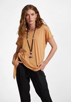 Bayan Bej Bağlama Detaylı Bot Yaka Tişört