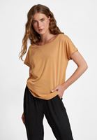 Bayan Bej Bağlama Detaylı Bot Yaka Tişört