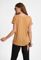 Bayan Bej Bağlama Detaylı Bot Yaka Tişört