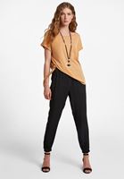 Bayan Bej Bağlama Detaylı Bot Yaka Tişört