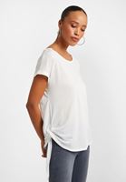 Bayan Krem Bağlama Detaylı Bot Yaka Tişört