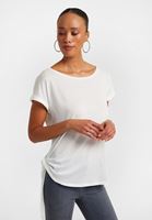 Bayan Krem Bağlama Detaylı Bot Yaka Tişört