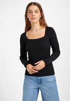 Bayan Siyah Kare Yaka Triko Kazak