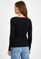 Bayan Siyah Kare Yaka Triko Kazak