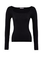 Bayan Siyah Kare Yaka Triko Kazak