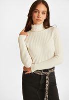 Bayan Krem Dokulu Boğazlı Kazak