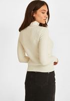 Bayan Krem Dokulu Boğazlı Kazak