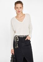 Bayan Krem V Yaka Salaş Triko Kazak