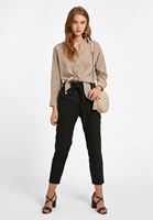 Bayan Bej Uzun Kollu Bağlama Detaylı Gömlek ( MODAL )