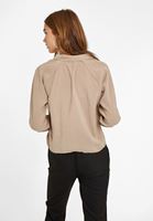 Bayan Bej Uzun Kollu Bağlama Detaylı Gömlek ( MODAL )